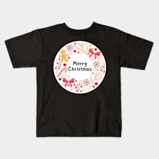 Merry Christmas Round Sticker 15 Kids T-Shirt